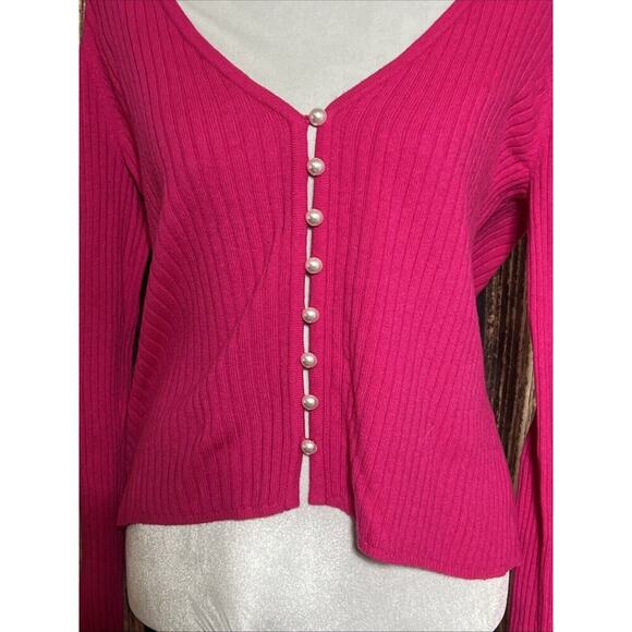 Lovers And Friends Pink Pearls Cardigan Sz XL Short Barbie - Picture 3 of 7